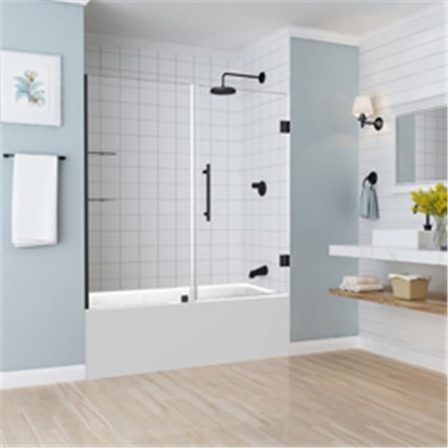 Belmore GS 60" x 60" Frameless Hinged Tub Door in Oil Rubbed Bronze with Clear Glass