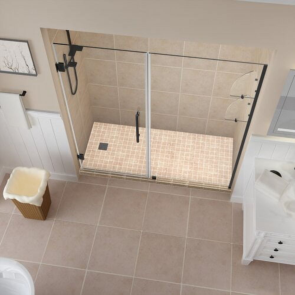 Belmore GS 72" x 72" Matte Black Frameless Hinged Shower Door