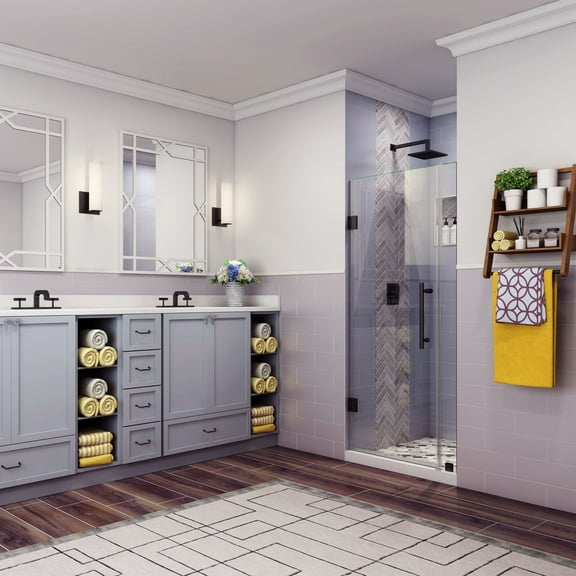 Aston Sdr965ez-3327-10 Belmore 72" High X 33" Wide Hinged Frameless Shower Door - Black