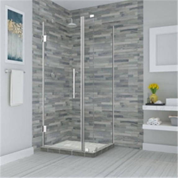 Aston SEN967EZ-CH-282236-10 72 x 28 x 36.38 in. Bromley Frameless Corner Hinged Shower Enclosure, Chrome