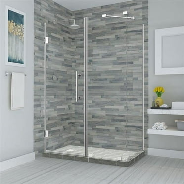 Aston SEN967EZ-CH-623230-10 Bromley 61.25 to 62.25 x 30.375 x 72 in. Frameless Corner Hinged Shower Enclosure - Chrome