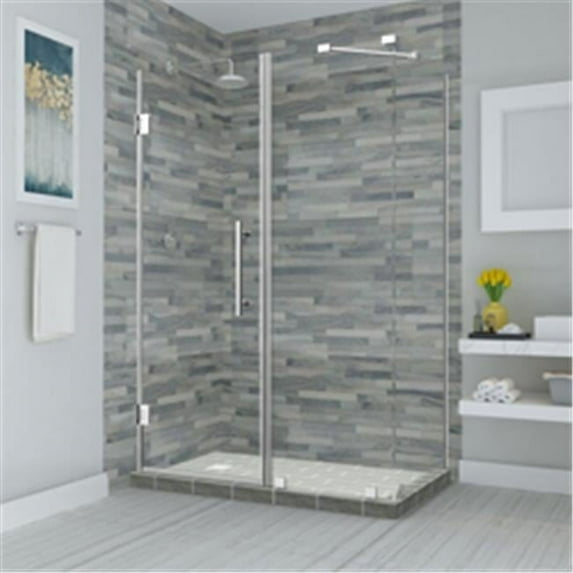 Aston SEN967EZ-CH-683634-10 72 x 67.25-68.25 x 34.375 in. Bromley Frameless Corner Hinged Shower Enclosure - Chrome