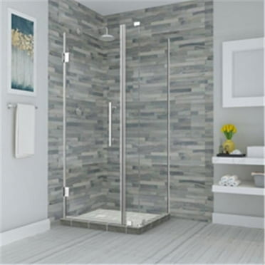 Aston SEN967EZ-CH-673530-10 72 x 67 x 30.38 in. Bromley Frameless Corner Hinged Shower Enclosure, Chrome