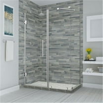 Aston SEN967EZ-SS-583634-10 Bromley 57.25-58.25 x 34.375 x 72 in. Frameless Corner Hinged Shower Enclosure in Stainless Steel