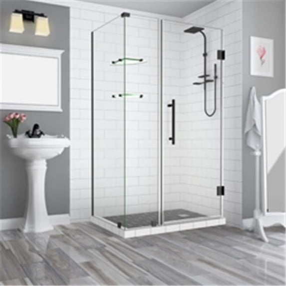 Aston SEN962EZ-ORB-362232-10 72 x 36 x 32.38 in. Bromley Frameless Corner Hinged Shower Enclosure with Glass Shelves, Oil Rubbed Bronze