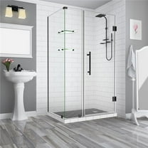 Aston SEN962EZ-ORB-432938-10 BromleyGS 42.25 to 43.25 x 38.375 x 72 in. Frameless Corner Hinged Shower Enclosure with Glass Shelves - Oil Rubbed Bronze