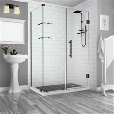 Aston SEN962EZ-ORB-612932-10 BromleyGS 60.25-61.25 x 32.375 x 72 in. Frameless Corner Hinged Shower Enclosure with Glass Shelves in Oil Rubbed Bronze