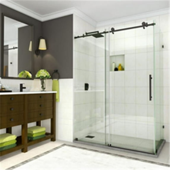 Aston SEN984EZ-ORB-60-10 76 x 60 x 33.8125 in. Coraline Frameless Sliding Shower Enclosure, Oil Rubbed Bronze