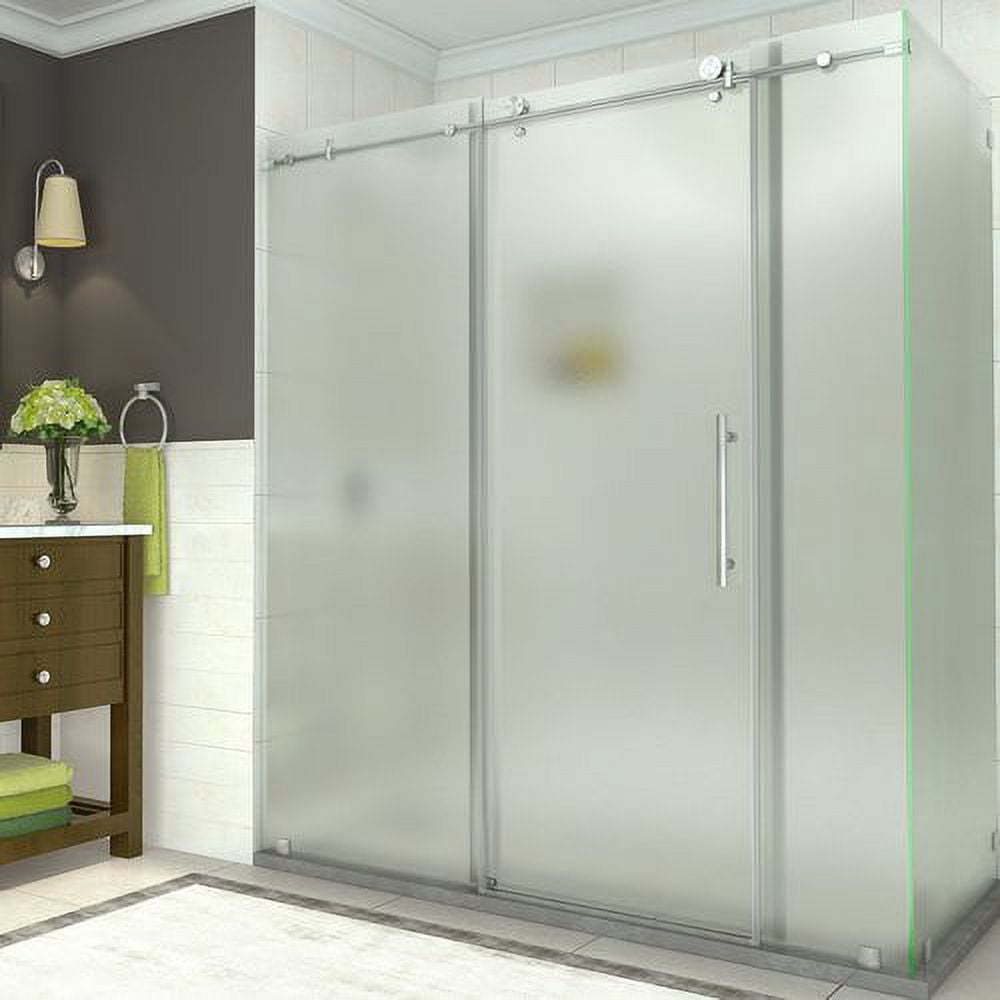 Coraline 68-72" Stainless Steel Frameless Sliding Shower Enclosure with Frosted Glass