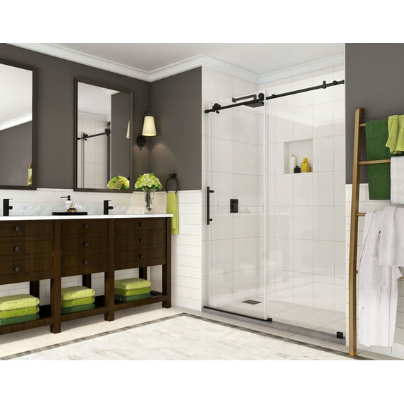 Aston SDR984EZ-MB-48-10 Coraline 76" High X 48" Wide Sliding Frameless Shower Door - Black