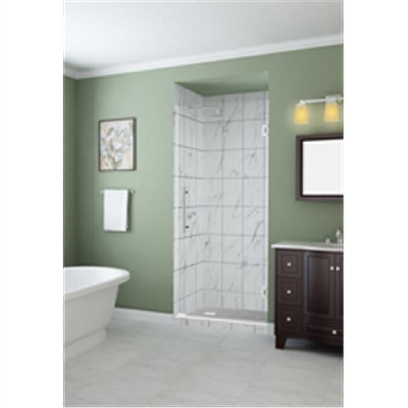 Kinkade 36" Matte Black Frameless Hinged Shower Door