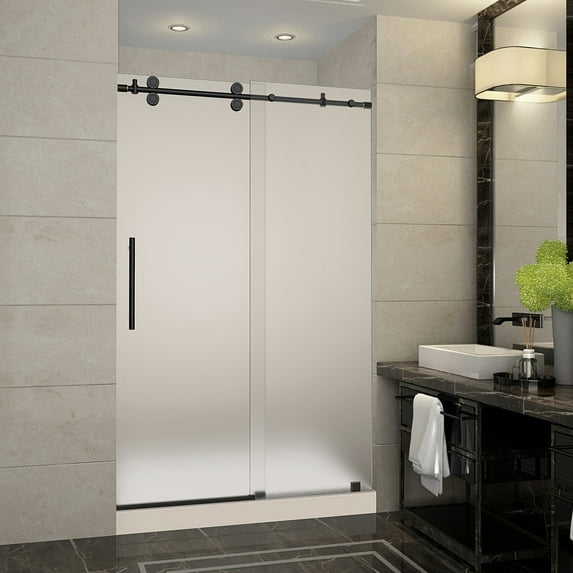 Aston Sdr978f-Tr-48-10-L Langham 48" Wide X 77-1/2" High Frameless Sliding Shower Door -