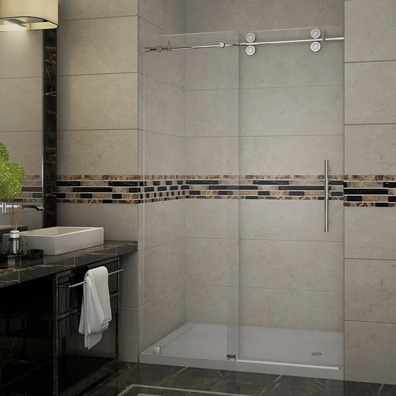 Aston Sdr978-Tr-48-10-R Langham 48" Wide X 77-1/2" High Frameless Sliding Shower Door -