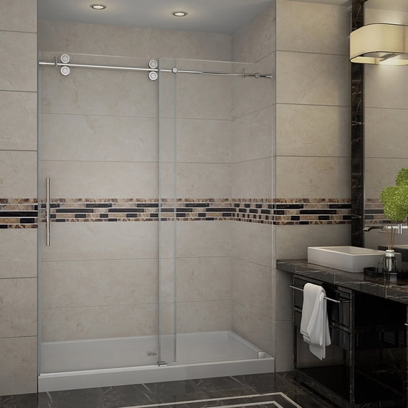 Aston SDR978-TR-SS-60-10-M Langham 60" X 77-1/2" Frameless Sliding Shower Door - Stainless