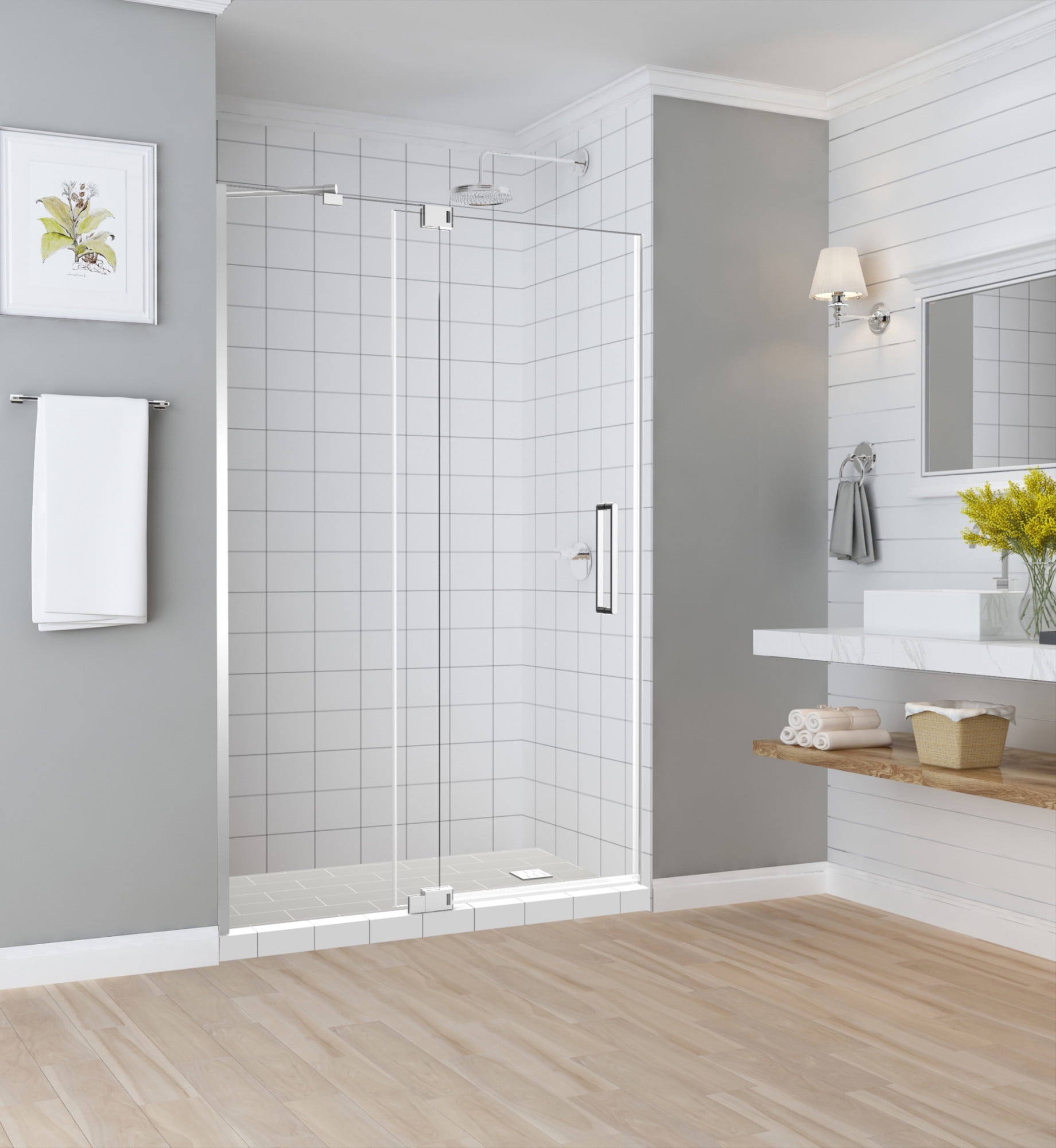 Madox 54-60" Frameless Chrome Hinged Shower Door