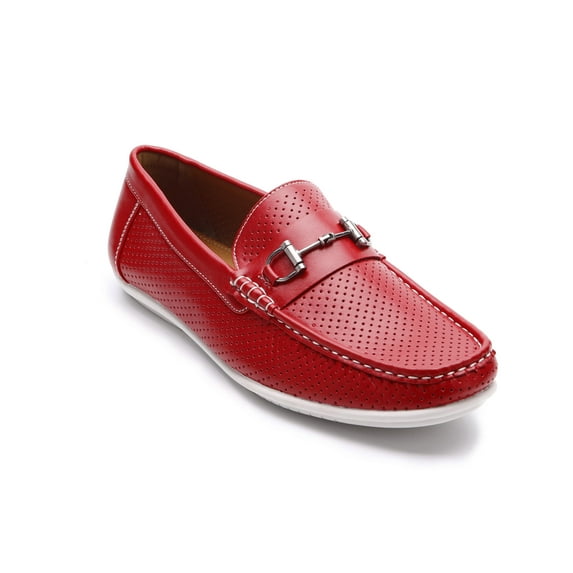 Aston Marc Men's Casual Loafer Shoes, Comfortable Slip-On Design, Stylish and Durable - Red, Size 10