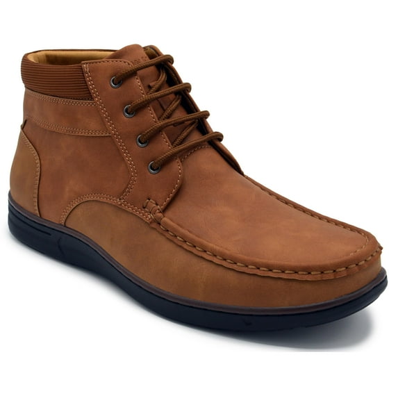 Aston Marc Men's Chukka Boot, Genuine Leather Lace-Up Ankle Boots for Casual & Dress Wear - Tan, Size 8