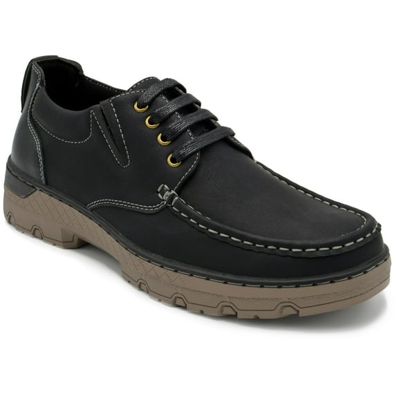 Aston Marc Men's Comfort Casual Shoes, Lightweight Lace-Up Loafers with Cushioned Insole for All-Day Comfort - Black, Size 10