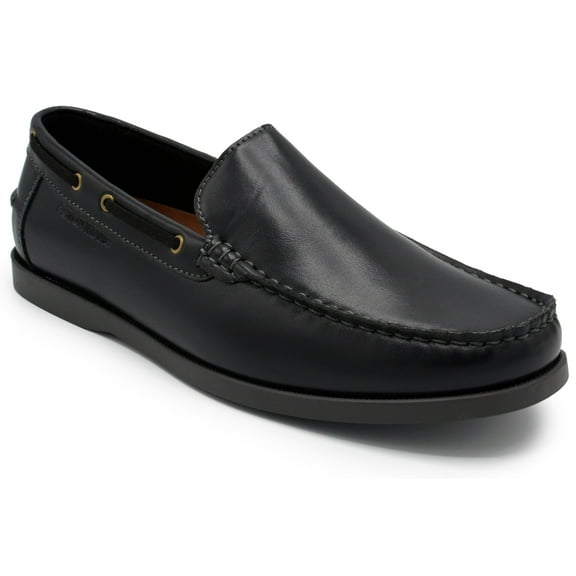 Aston Marc Men's Comfort Loafer Shoes, Slip-On Leather for Casual & Formal Wear - Black, Size 8