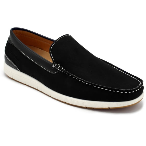 Aston Marc Men's Loafers, Comfortable Leather Footwear for Everyday Wear & Office, Stylish Slip-On Casual Shoes - Black, Size 8