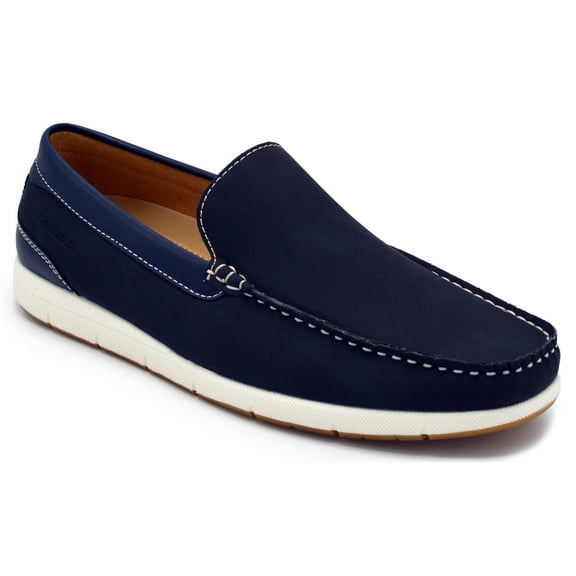 Aston Marc Men's Loafers, Comfortable Leather Footwear for Everyday Wear & Office, Stylish Slip-On Casual Shoes - Navy, Size 8.5