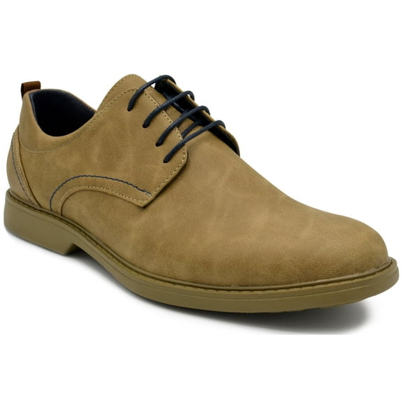 Aston Marc Men's Oxford Dress Shoes, Classic Leather Formal Footwear, Comfort Fit, Lace-Up Business Shoes for Work & Special Occasions - Camel, Size 10