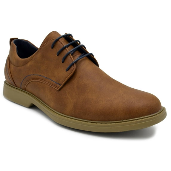 Aston Marc Men's Oxford Dress Shoes, Classic Leather Formal Footwear, Comfort Fit, Lace-Up Business Shoes for Work & Special Occasions - Tan, Size 9