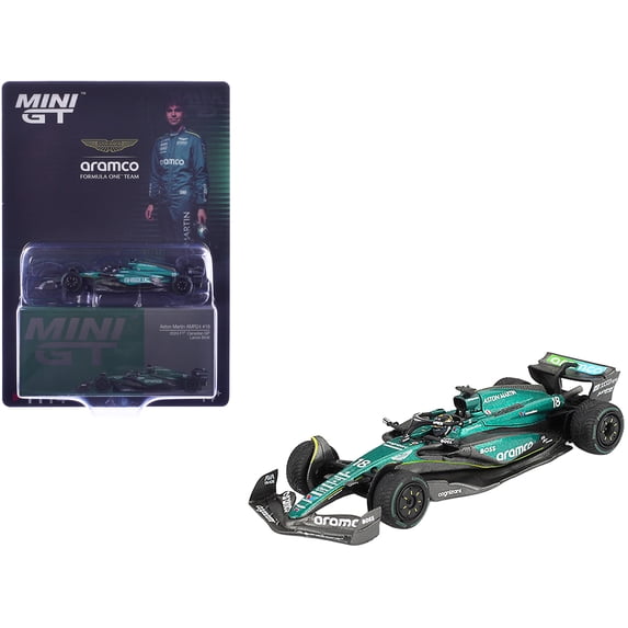 Aston Martin AMR24 #18 Lance Stroll Formula One F1 "Canadian GP" (2024) Limited Edition 1/64 Diecast Model Car by Mini GT