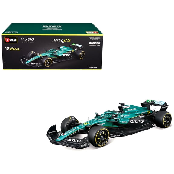 Aston Martin AMR25 #18 Lance Stroll "Aramco" Formula One F1 "World Championship" (2025) 1/24 Diecast Model Car by Bburago