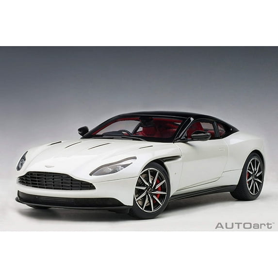 Aston Martin DB11 Morning Frost White Metallic with Black Top and Red Interior 1/18 Model Car by Autoart