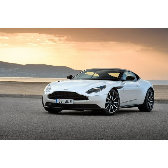 Aston Martin DB11 V8 White Sunset Home Decor - 20x30 Inch Glossy Laminated Poster - Stunning Detail and Bold Colors
