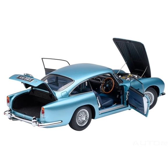 Aston Martin DB5 RHD (Right Hand Drive) Caribbean Pearl Blue Metallic 1/18 Model Car by Autoart