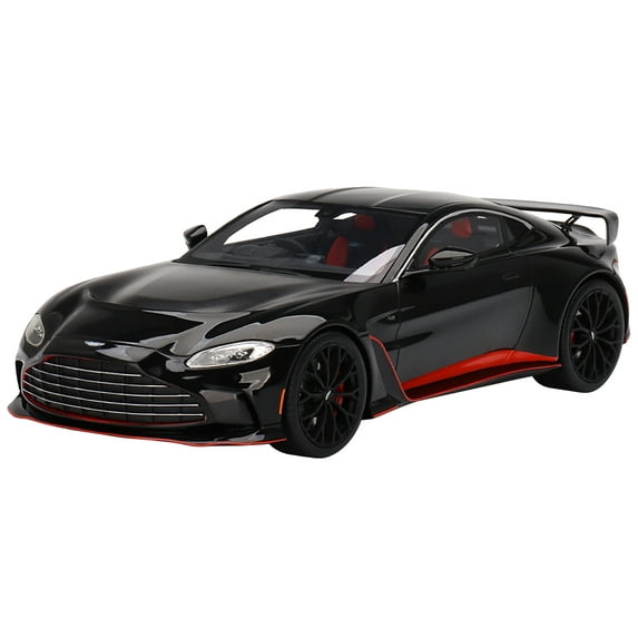 Aston Martin V12 Vantage RHD (Right Hand Drive) Jet Black with Red Accents 1/18 Model Car by Top Speed