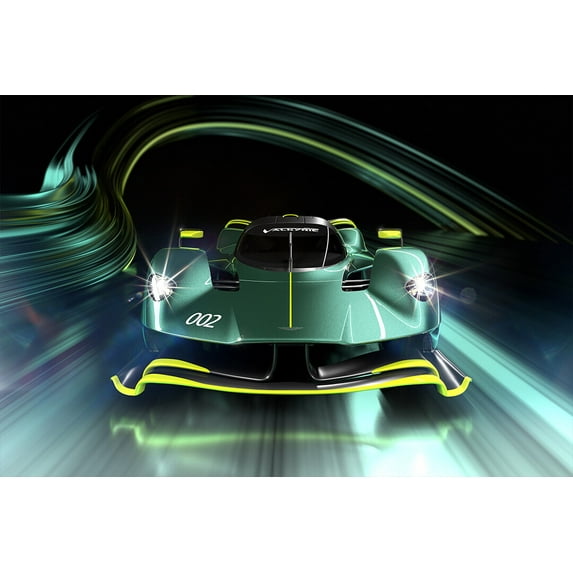 Aston Martin Valkyrie AMR Pro Racing Car Art Home Decor - 24x36 Inch Glossy Laminated Poster - Stunning Detail and Bold Colors