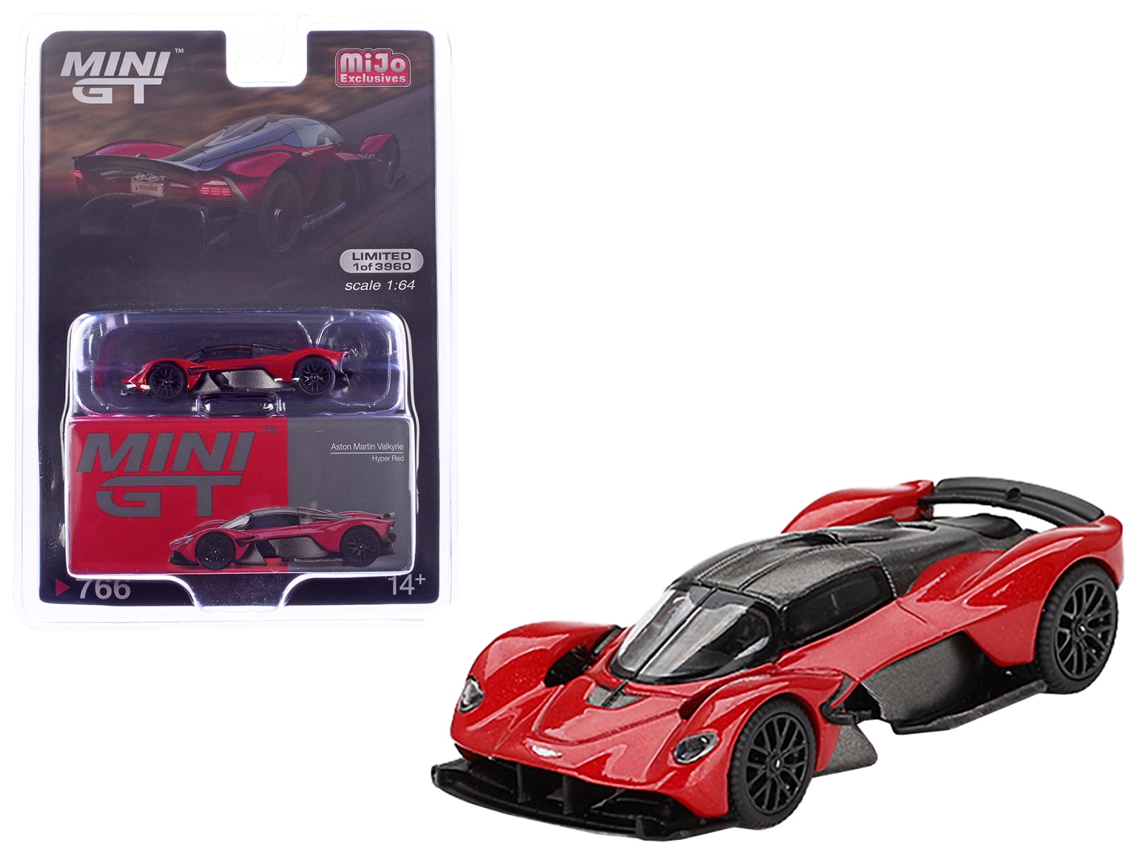 Aston Martin Valkyrie Hyper Red with Carbon Top 1/64 Diecast Model Car