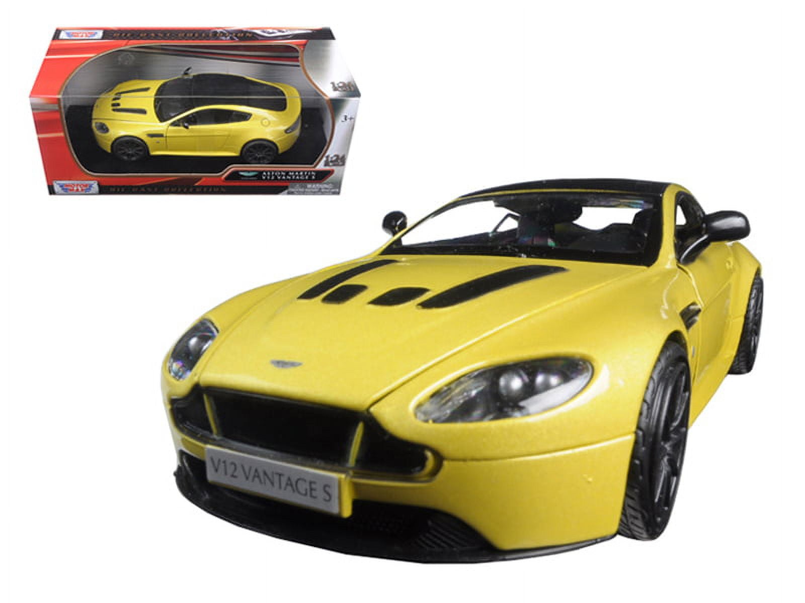 Yellow Diecast Aston Martin V12 1:24 Scale Model Car
