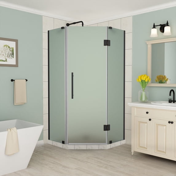 Aston SEN966F-MB-38-10 Merrick 72" High X 38" Wide X 38" Deep Hinged Frameless Shower