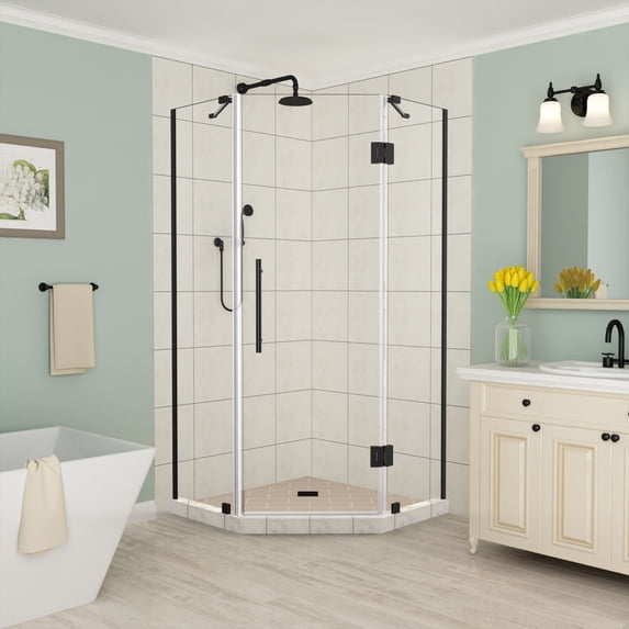 Aston SEN966EZ-MB-42-10 Merrick 72" High X 42" Wide X 42" Deep Hinged Frameless Shower