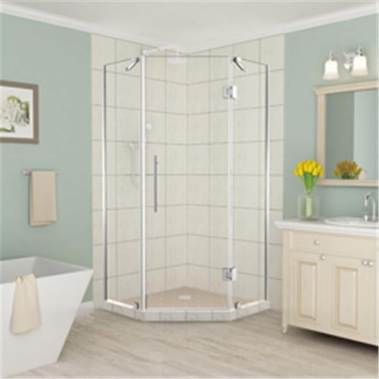 Merrick 34" x 72" Frameless Chrome Neo-Angle Shower Enclosure