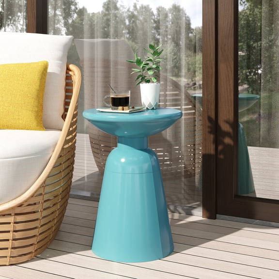 Aston Metal Outdoor Side Table, Teal