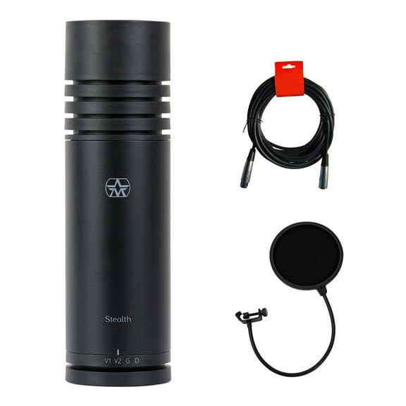 Aston Microphones Stealth 4-Voice Dynamic Microphone with Pop Filter & XLR-XLR Cable Bundle