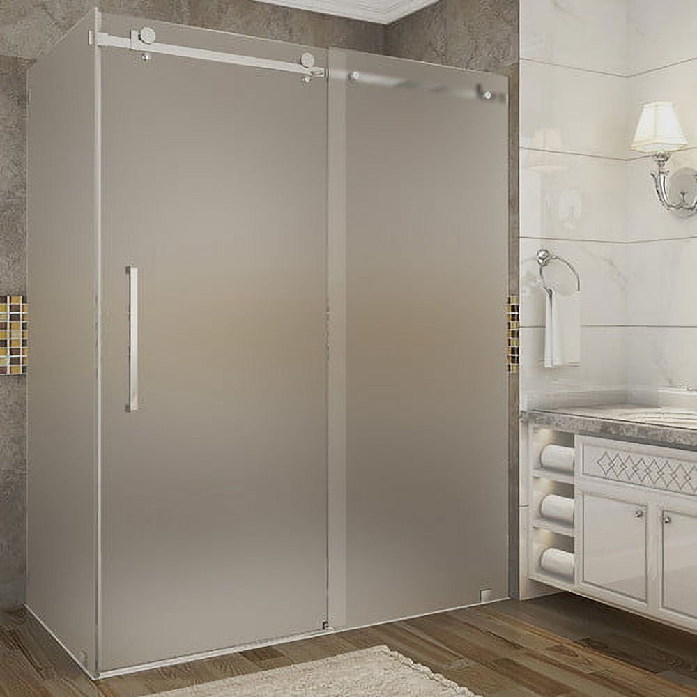 Moselle 60'' x 75'' Chrome Frameless Sliding Shower Door with Frosted Glass