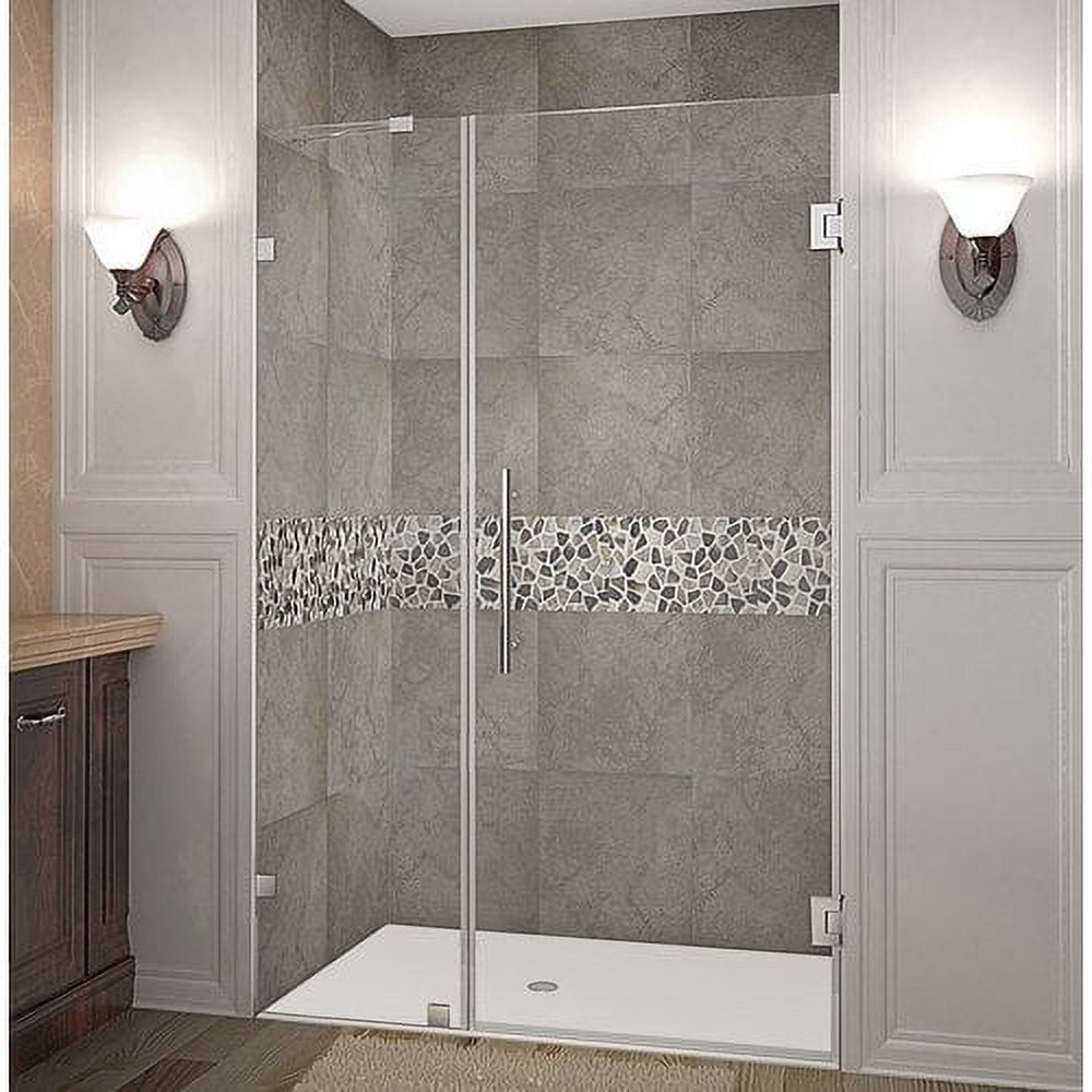Nautis 72" Clear Glass Frameless Hinged Shower Door with Chrome Hardware