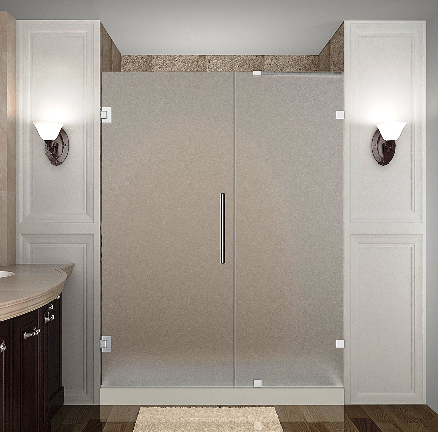 Nautis 60'' x 72'' Frosted Frameless Hinged Shower Door