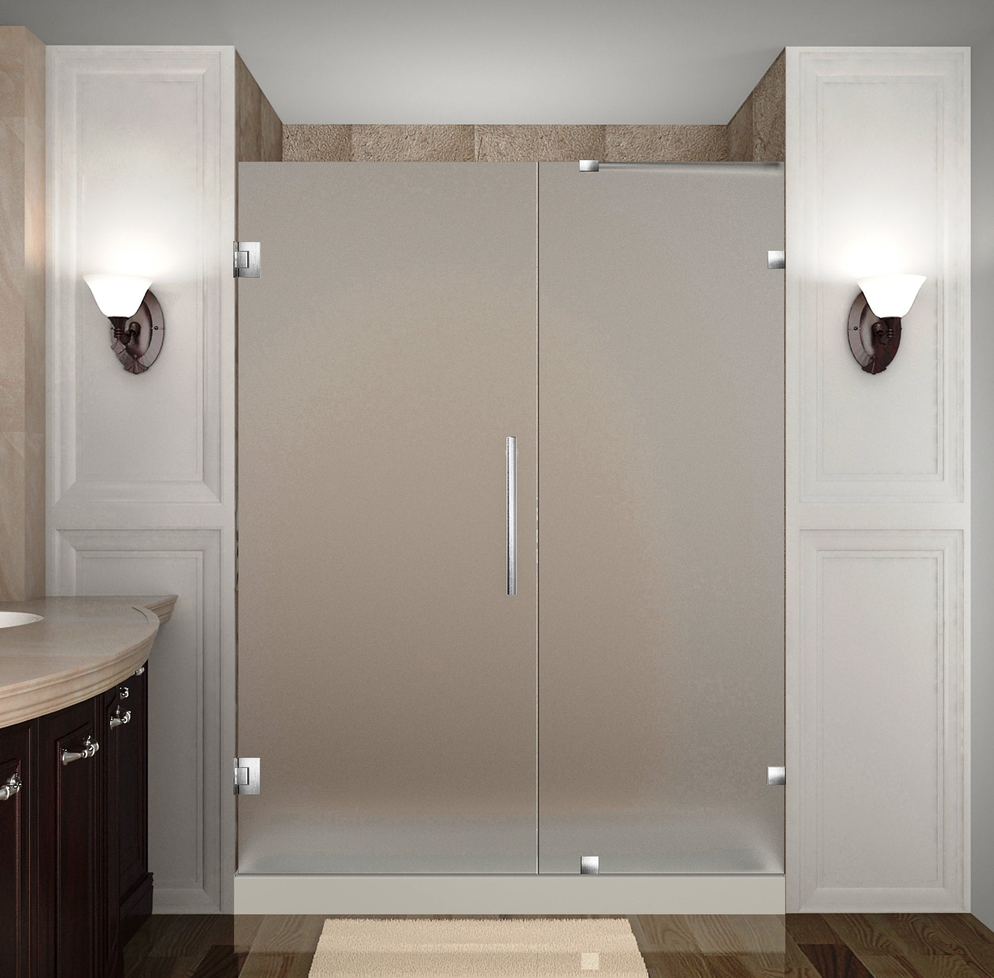 Nautis 60'' x 72'' Frosted Glass Frameless Hinged Shower Door