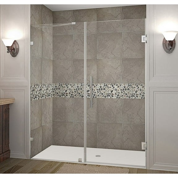 Aston Sdr985-64-10 Nautis 64" Wide X 72" High Frameless Hinged Shower Door - Chrome
