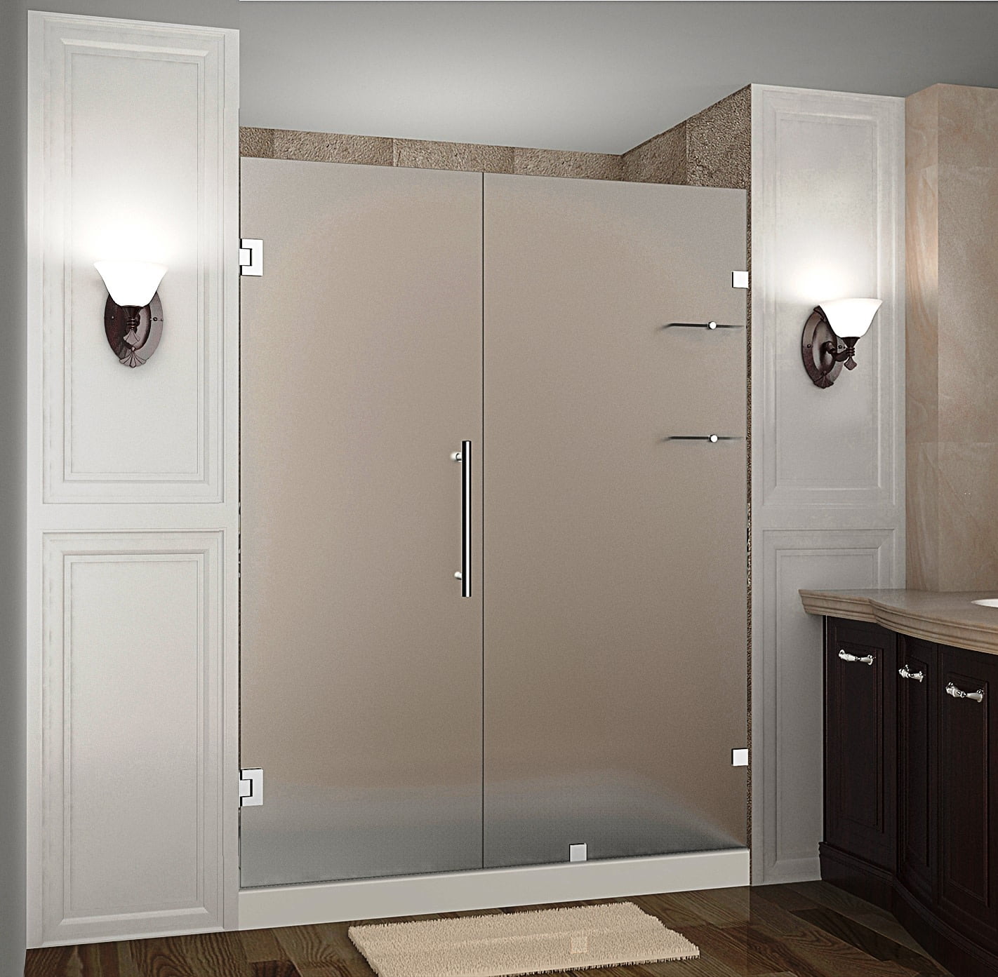 Nautis GS 60" Frosted Frameless Hinged Shower Door