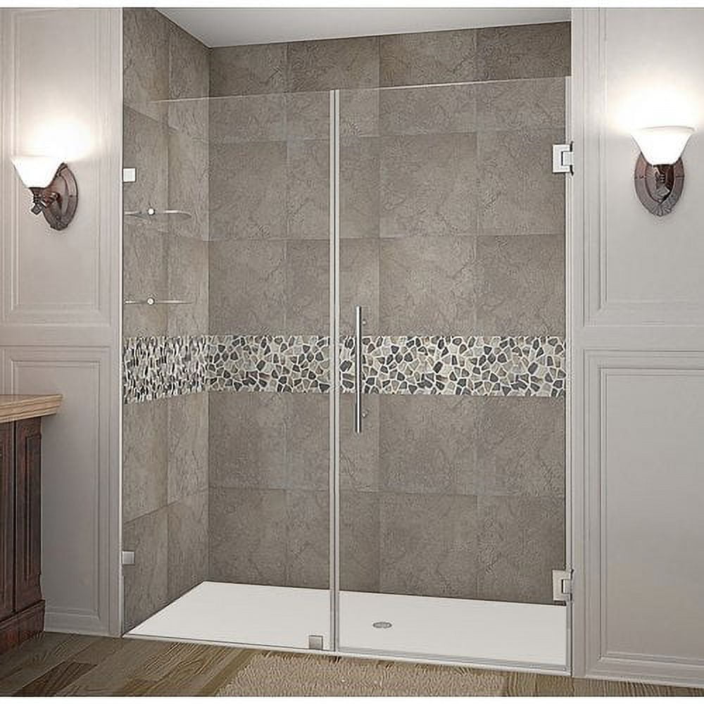 Nautis GS 72" Frameless Clear Glass Hinged Shower Door with Stainless Steel Hardware