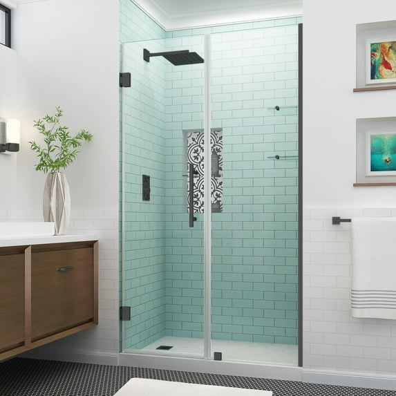 Aston Sdr960ez-4725-10 Belmore Gs 72" High X 47" Wide Hinged Frameless Shower Door - Black