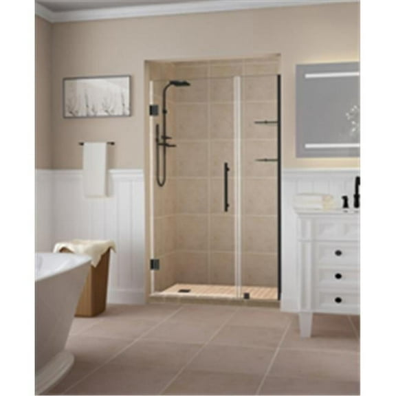 Aston SDR960EZ-ORB-4733-10 72 x 46.25-47.25 x 0.375 in. Belmore Frameless Hinged Shower Door with Glass Shelves - Oil Rubbed Bronze